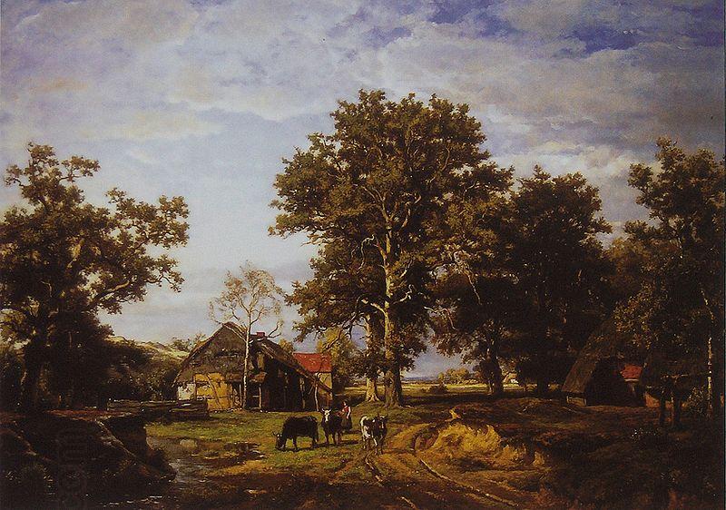 Theodore Fourmois Landscape with farm China oil painting art